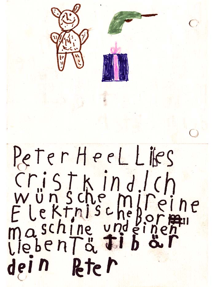 Weihnachtswunschzettel des Siebenjährigen